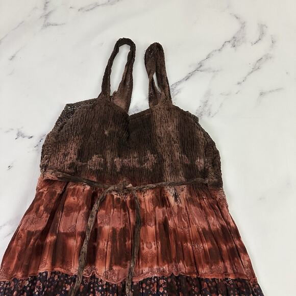 Kaaku Womens Vintage 90s Boho Festival Midi Dress Size M Purple Brown Tie Dye - Picture 7 of 10